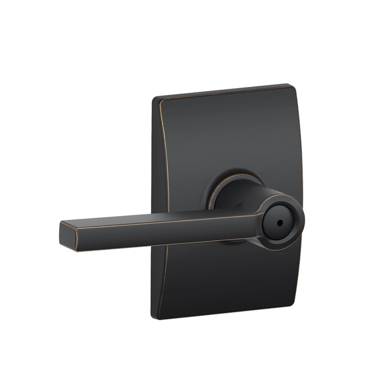 Schlage Residential F40 Latitude Privacy Lever Lock With Century Trim Function, Decorative, Aged Bronze