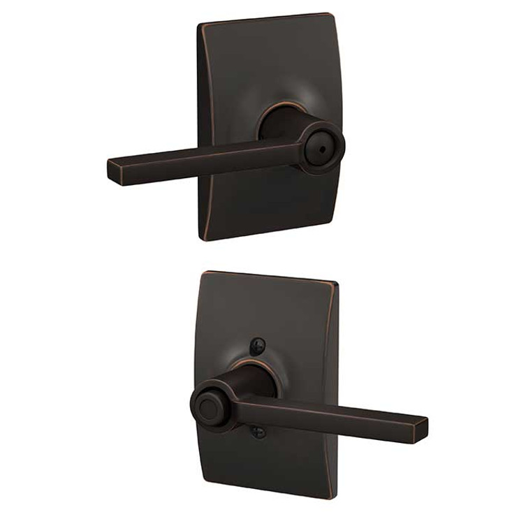 Schlage Residential F40 Latitude Privacy Lever Lock With Century Trim Function, Decorative, Aged Bronze