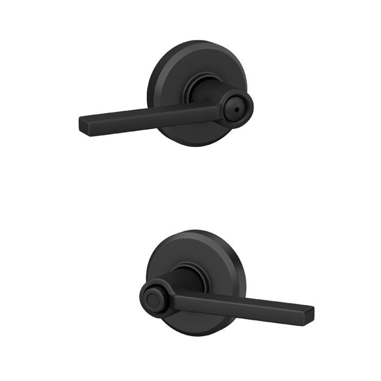 Schlage Residential F40 Latitude Privacy Lever Lock With Greyson Trim Function, Decorative, Matte Black