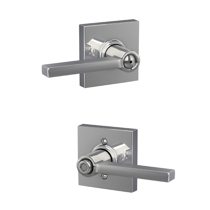 Schlage Residential F40 Latitude Privacy Lever Lock With Collins Trim Function, Decorative ., Bright Polished Chrome