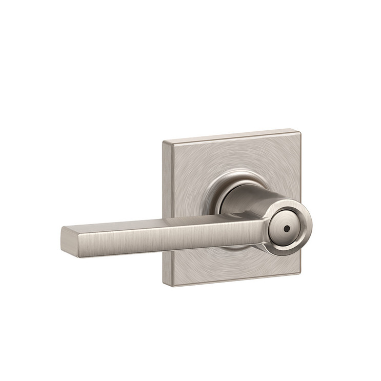 Schlage Residential F40 Latitude Privacy Lever Lock With Collins Trim Function, Decorative, Satin Nickel