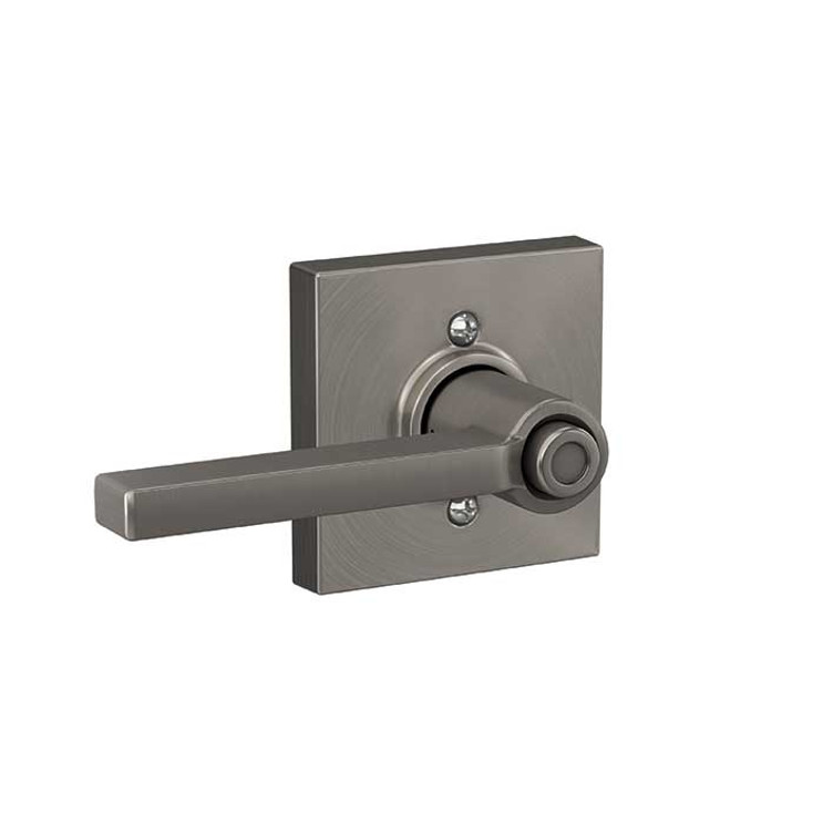 Schlage Residential F40 Latitude Privacy Lever Lock With Collins Trim Function, Decorative, Satin Nickel