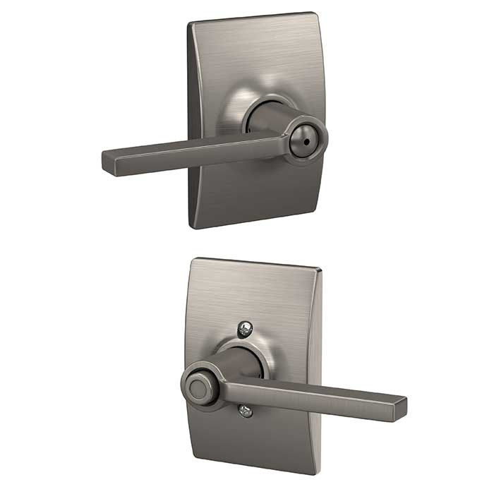 Schlage Residential F40 Latitude Privacy Lever Lock With Century Trim Function, Decorative, Satin Nickel