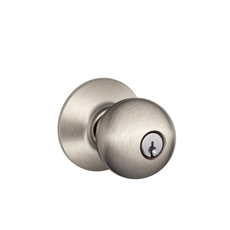 Schlage Residential F51A Orbit Keyed Entry Knob Lock Function, Satin Nickel