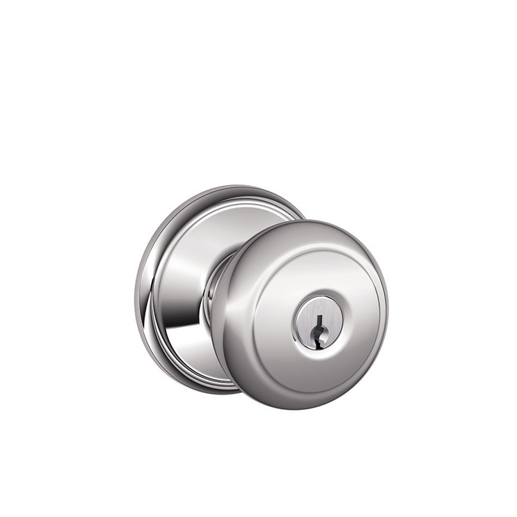 Schlage Residential F51A Andover Keyed Entry Knob Lock Function, Bright Polished Chrome