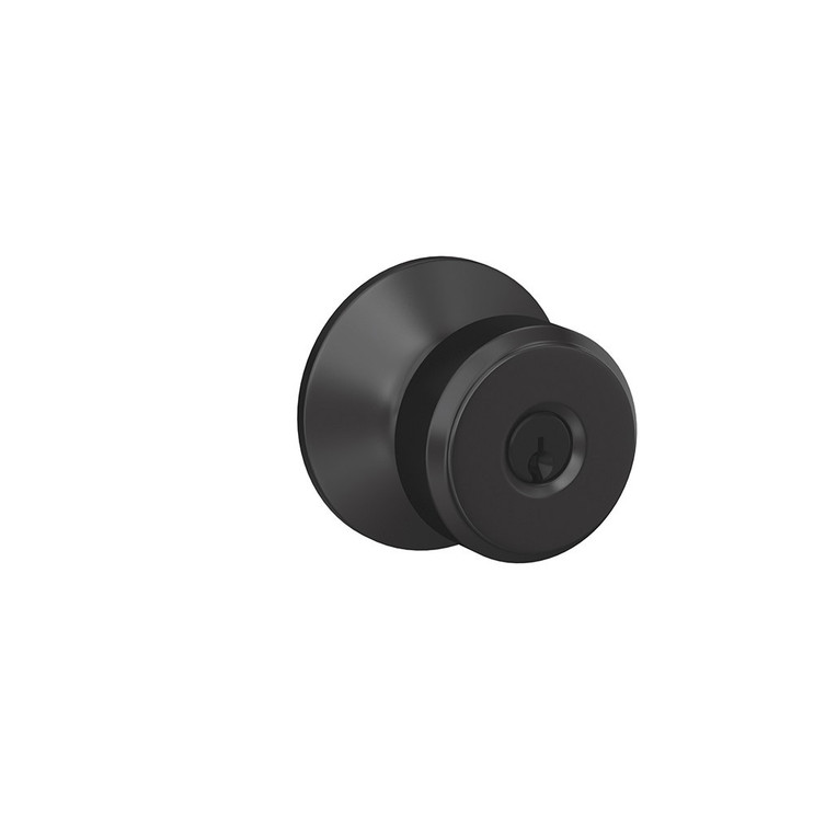 Schlage Residential F51A Bowery Keyed Entry Knob Lock Function, Matte Black