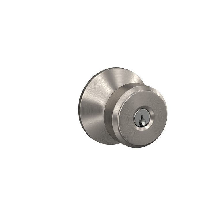 Schlage Residential F51A Bowery Keyed Entry Knob Lock Function, Satin Nickel