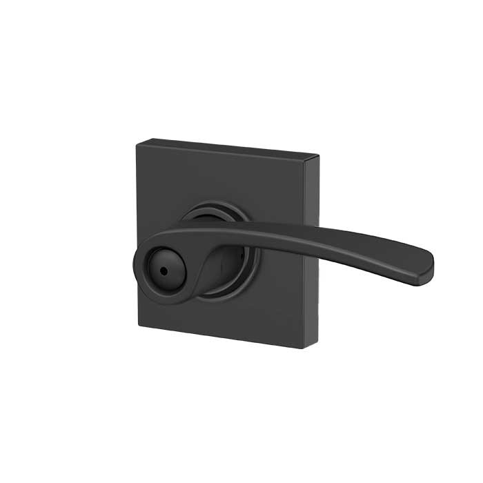 Schlage Residential F40 Merano Privacy Lever Lock With Collins Trim Function, Decorative, Matte Black