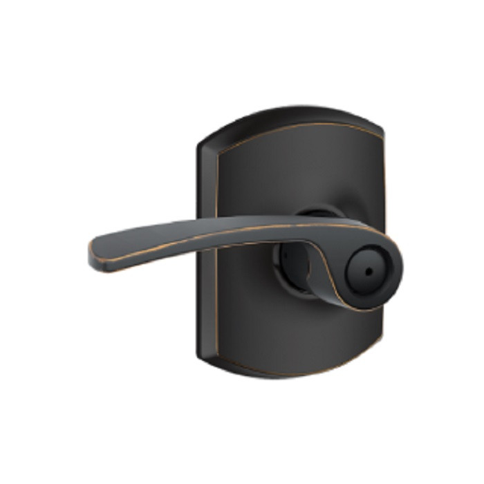 Schlage Residential F40 Merano Privacy Lever Lock With Greenwich Trim Function, Decorative, Aged Bronze