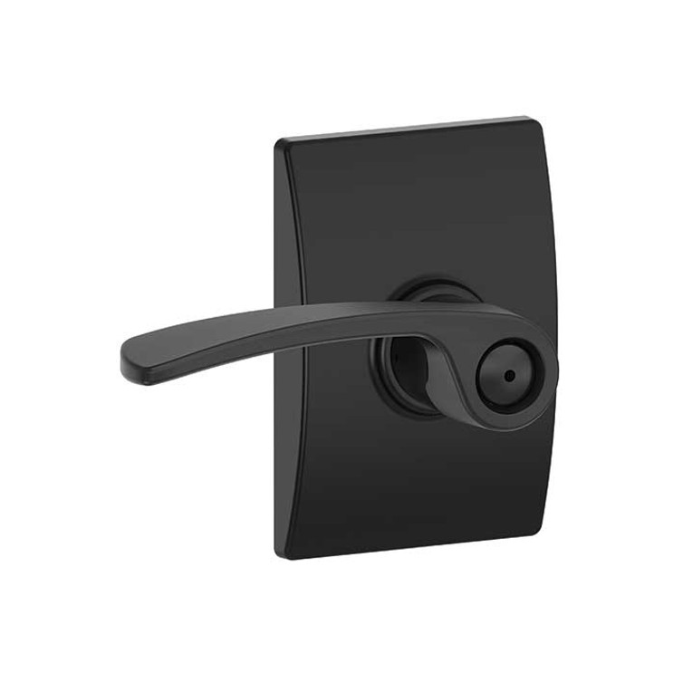 Schlage Residential F40 Merano Privacy Lever Lock With Century Trim Function, Decorative, Matte Black