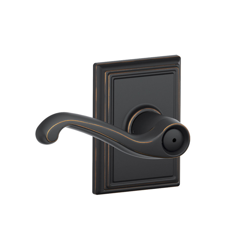 Schlage Residential F40 Flair Privacy Lever Lock With Addison Trim Function, Decorative, Aged Bronze