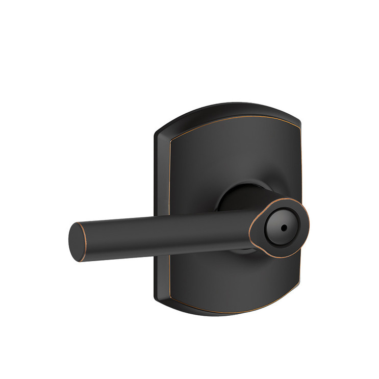 Schlage Residential F40 Broadway Privacy Lever Lock With Greenwich Trim Function, Decorative, Aged Bronze