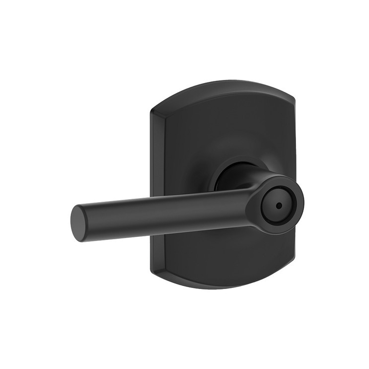Schlage Residential F40 Broadway Privacy Lever Lock With Greenwich Trim Function, Decorative, Matte Black