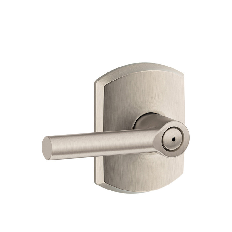 Schlage Residential F40 Broadway Privacy Lever Lock With Greenwich Trim Function, Decorative, Satin Nickel