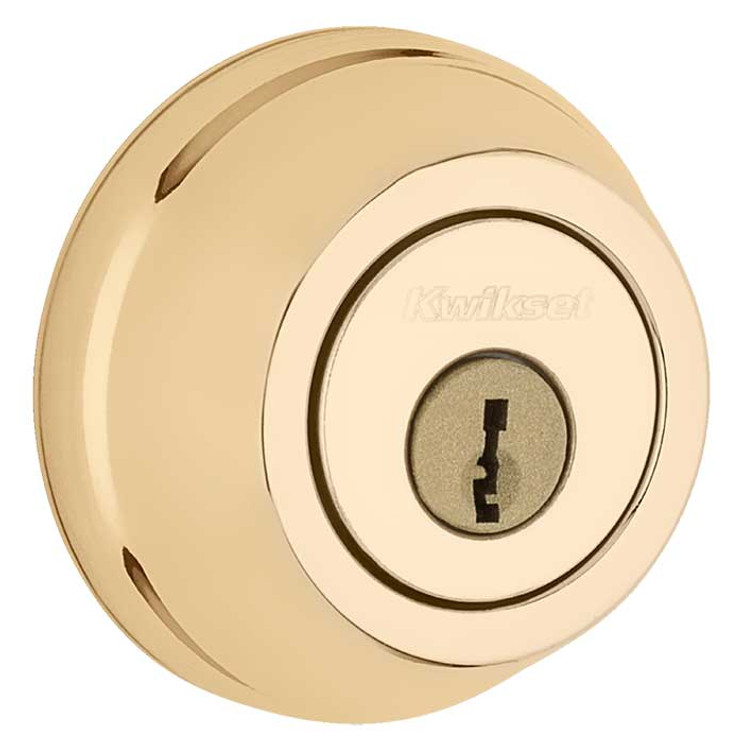 Kwikset 780 Single Cylinder Deadbolt X Thumbturn, 6-Way Adjustable Latch, Round And Square Corner Strikes, Keyed Alike, Bright Polished Brass