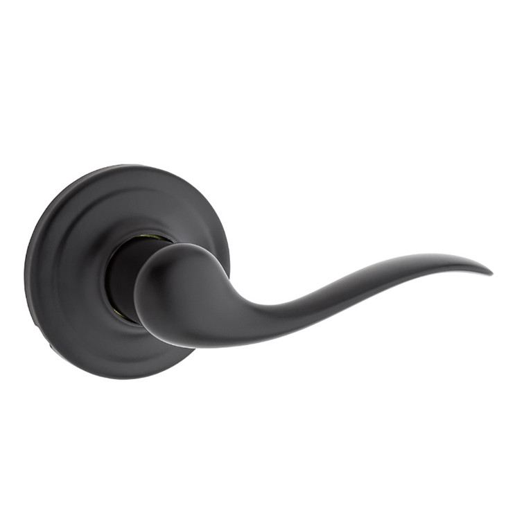 Kwikset Tustin Passage Lever With 6-Way Adjustable Latch And Round Corner Strike, Matte Black