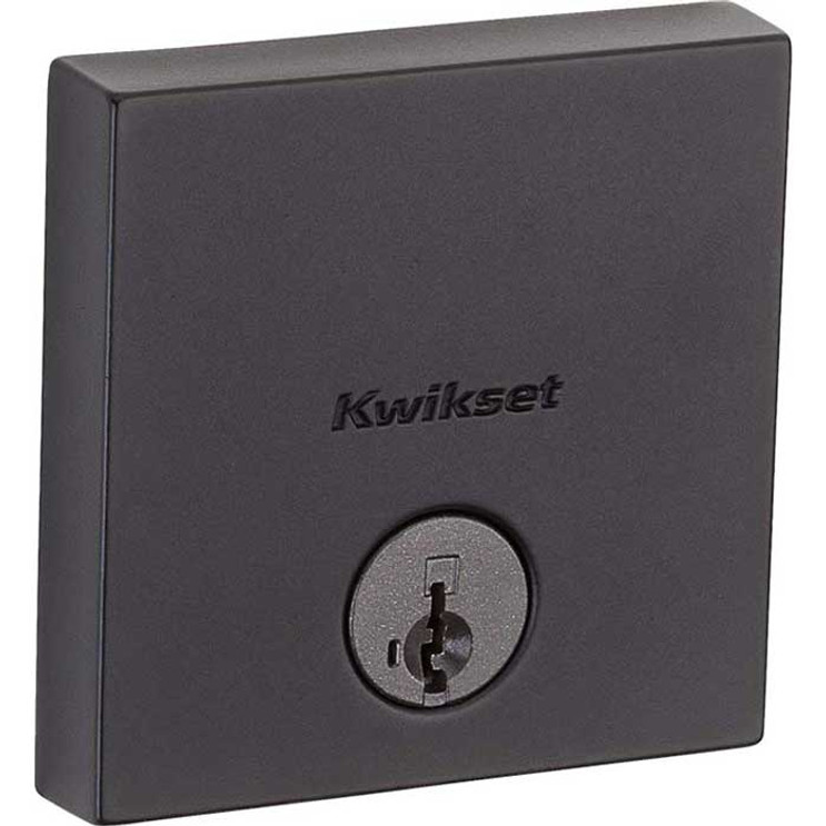 Kwikset Downtown Single Cylinder Deadbolt, -Square Rose, Smartkey, 6-Way Adjustable Latch, Round And Square Corner Strikes, Matte Black