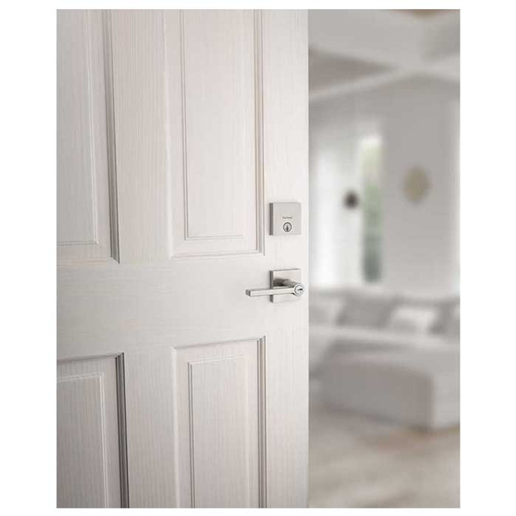 Kwikset Downtown Single Cylinder Deadbolt, -Square Rose, Smartkey, 6-Way Adjustable Latch, Round And Square Corner Strikes, Keyed Alike, Satin Brass