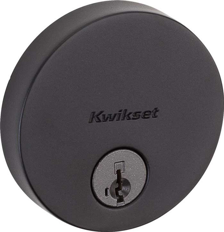 Kwikset Uptown Single Cylinder Deadbolt, -Round Rose, Smartkey, 6-Way Adjustable Latch, Round And Square Corner Strikes, Matte Black