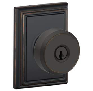 Schlage Residential F51A Bowery Keyed Entry Knob Lock With Addison Trim Function, Decorative, Aged Bronze