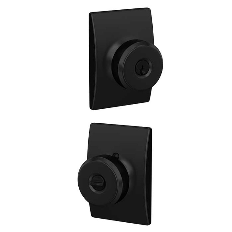 Schlage Residential F51A Bowery Keyed Entry Knob Lock With Century Trim Function, Decorative, Matte Black