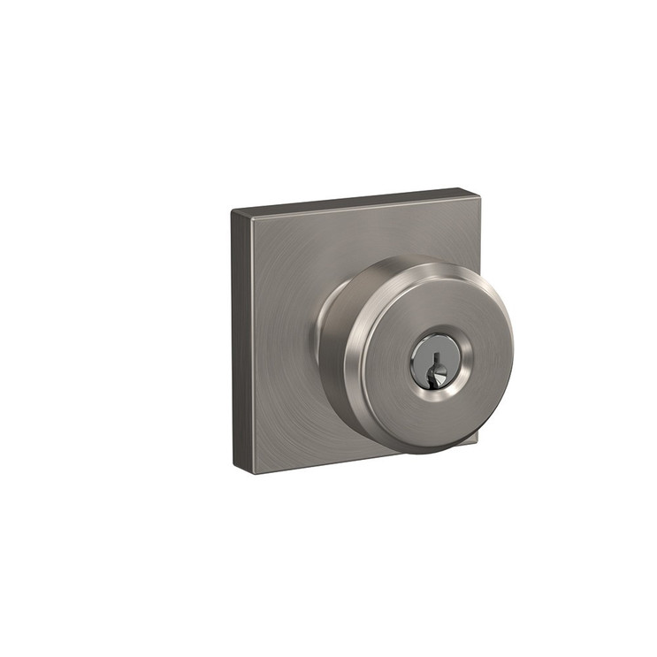 Schlage Residential F51A Bowery Keyed Entry Knob Lock With Collins Trim Function, Decorative, Satin Nickel
