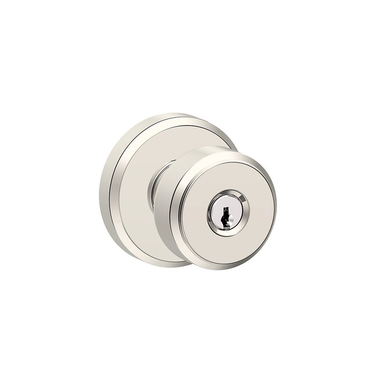 Schlage Residential F51A Bowery Keyed Entry Knob Lock With Greyson Trim Function, Decorative, Bright Polished Nickel