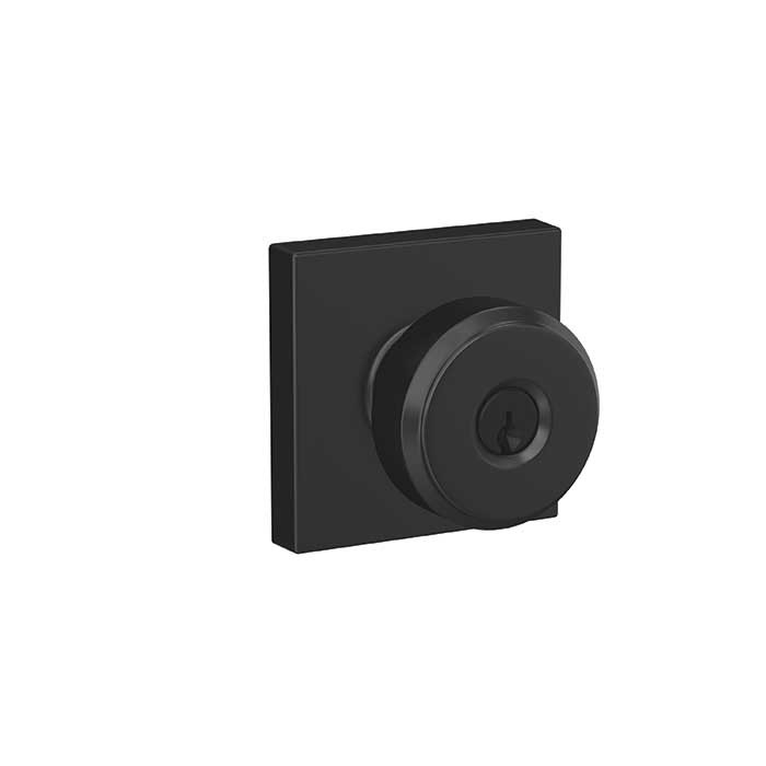Schlage Residential F51A Bowery Keyed Entry Knob Lock With Collins Trim Function, Decorative, Matte Black