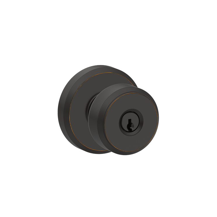 Schlage Residential F51A Bowery Keyed Entry Knob Lock With Greyson Trim Function, Decorative, Aged Bronze