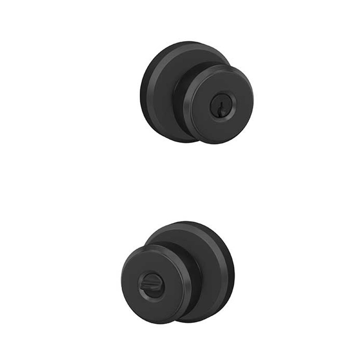 Schlage Residential F51A Bowery Keyed Entry Knob Lock With Greyson Trim Function, Decorative, Matte Black