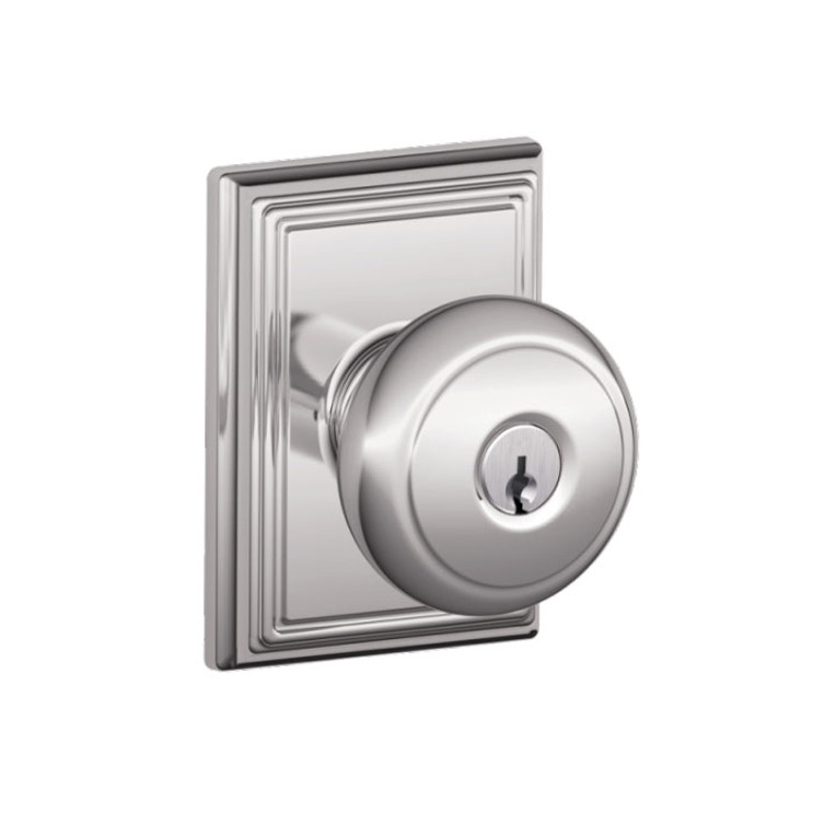 Schlage Residential F51A Andover Keyed Entry Knob Lock With Addison Trim Function, Decorative, Bright Polished Chrome