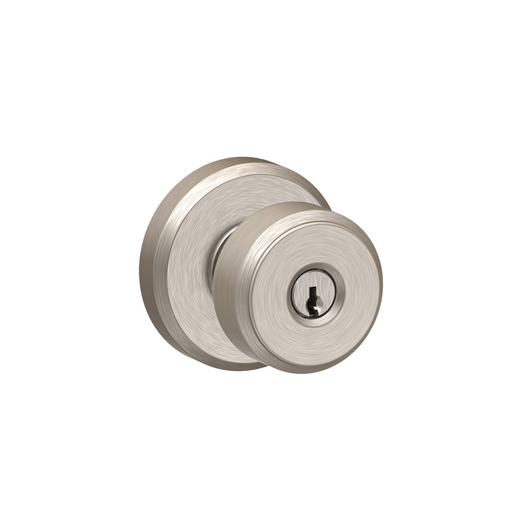 Schlage Residential F51A Bowery Keyed Entry Knob Lock With Greyson Trim Function, Decorative, Satin Nickel