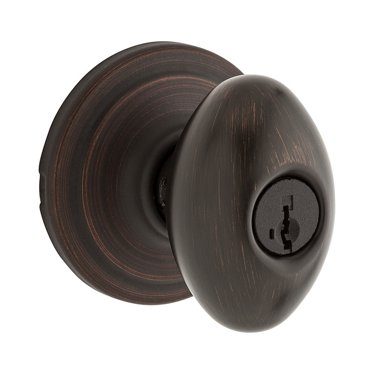 Kwikset Laurel Keyed Entry Knob Smartkey With 6-Way Adjustable Latch And Round Corner Strike, Venetian Bronze