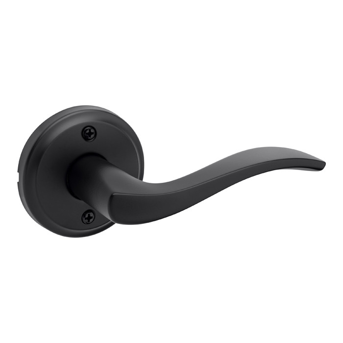 Kwikset Sedona Passage Lever With 6-Way Adjustable Latch And Round Corner Strike, Matte Black