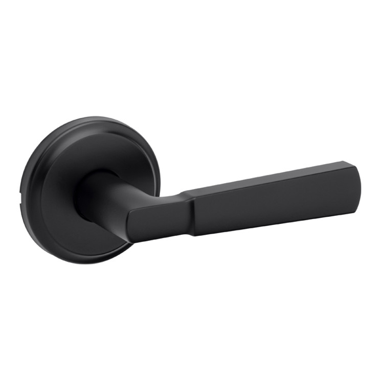 Kwikset Perth Passage Lever With 6-Way Adjustable Latch And Round Corner Strike, Matte Black