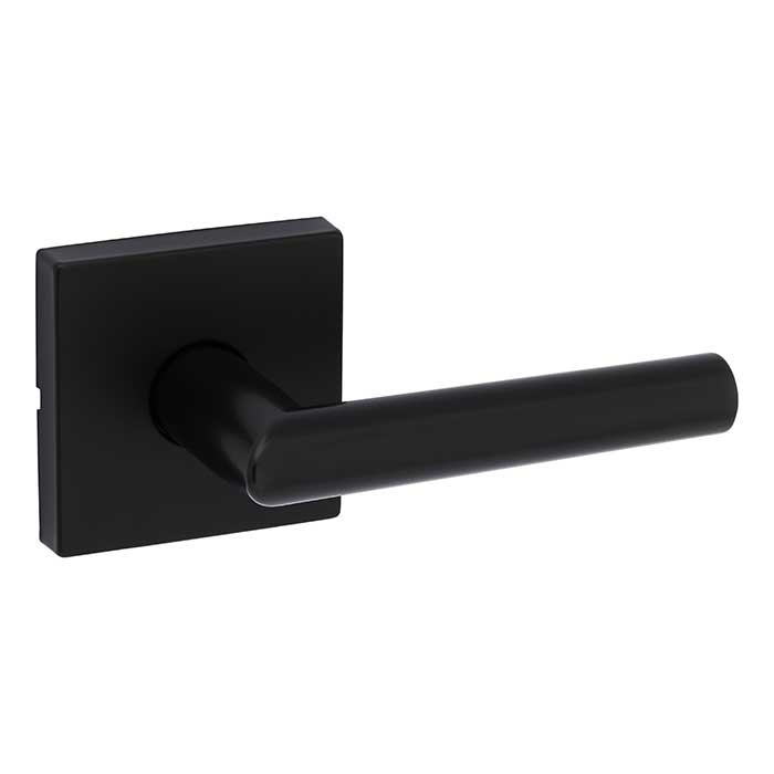 Kwikset Milan Passage Lever, Square Rose With 6-Way Adjustable Latch And Round Corner Strike, Matte Black