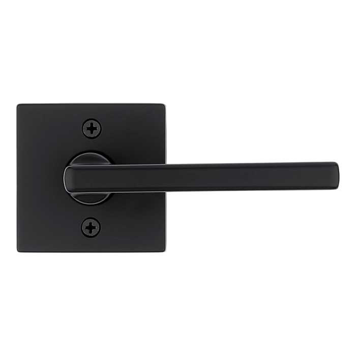 Kwikset Halifax Passage Lever, Square Rose With 6-Way Adjustable Latch And Round Corner Strike, Matte Black