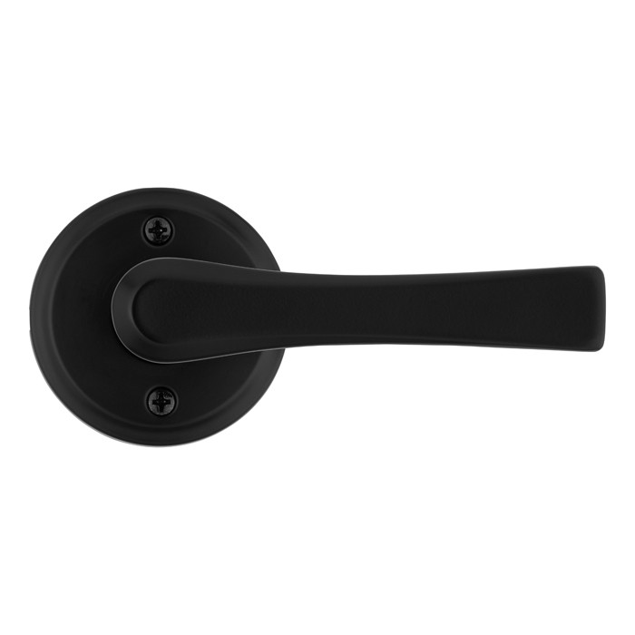 Kwikset Katella Passage Lever With 6-Way Adjustable Latch And Round Corner Strike, Matte Black