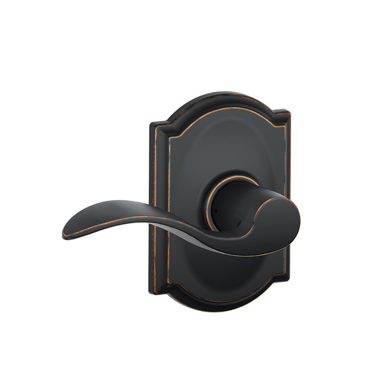 Schlage Residential F10 Accent Passage Lever Lock With Camelot Trim Function, Decorative, Aged Bronze