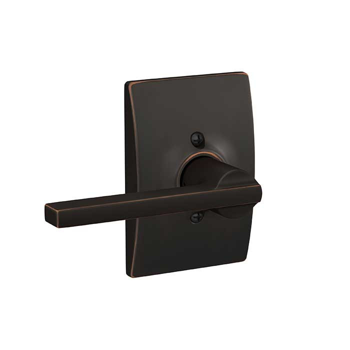 Schlage Residential F10 Latitude Passage Lever Lock With Century Trim Function, Decorative, Aged Bronze