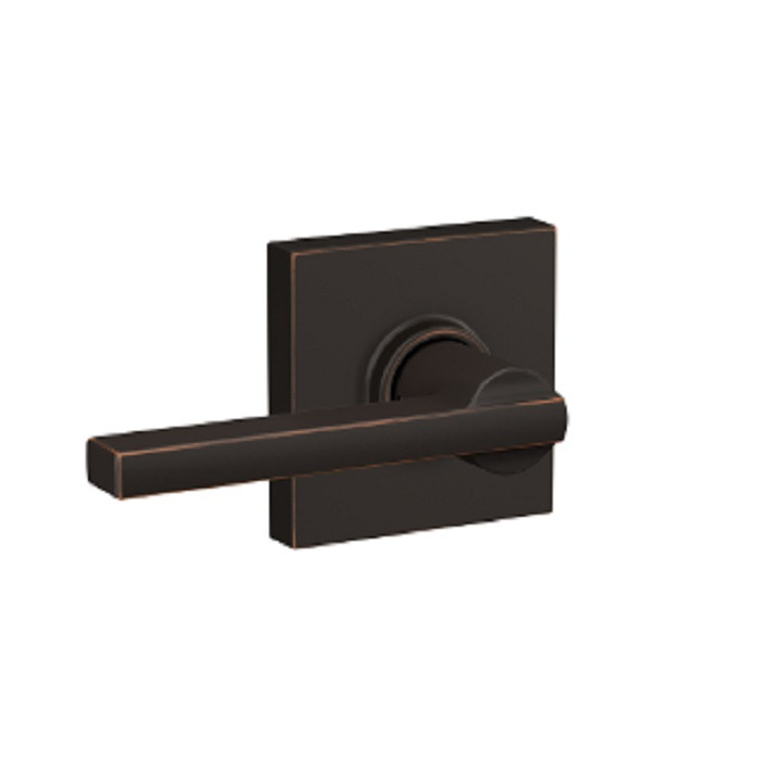 Schlage Residential F10 Latitude Passage Lever Lock With Collins Trim Function, Decorative, Aged Bronze