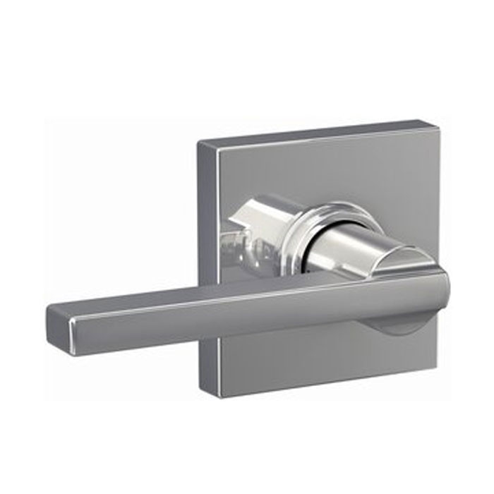 Schlage Residential F10 Latitude Passage Lever Lock With Collins Trim Function, Decorative ., Bright Polished Chrome
