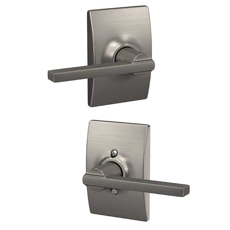 Schlage Residential F10 Latitude Passage Lever Lock With Century Trim Function, Decorative, Satin Nickel
