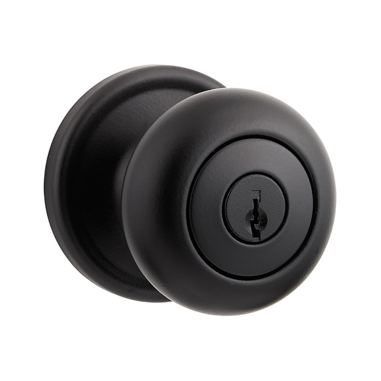 Kwikset Hancock Keyed Entry Knob With 6-Way Adjustable Latch And Round Corner Strike, Matte Black