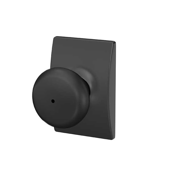 Schlage Residential F40 Plymouth Privacy Knob Lock With Century Trim Function, Decorative, Matte Black