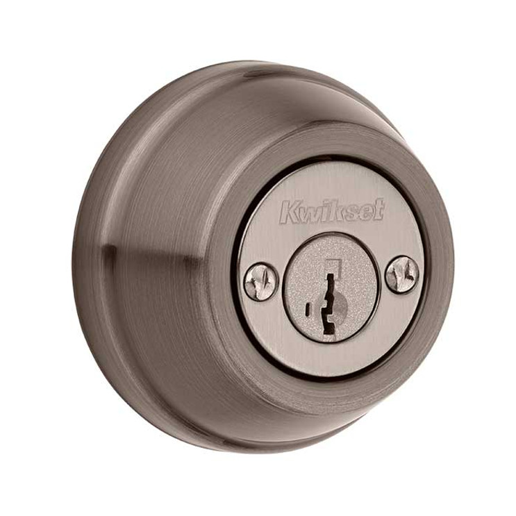 Kwikset 785 Double Cylinder Deadbolt Smartkey With Round Corner Adjustable Latch And Round Corner Strike, Satin Nickel Blackened