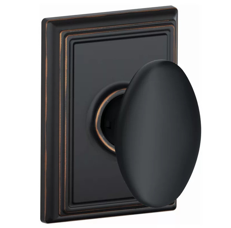Schlage Residential F10 Siena Passage Knob Lock With Addison Trim Function, Decorative, Aged Bronze
