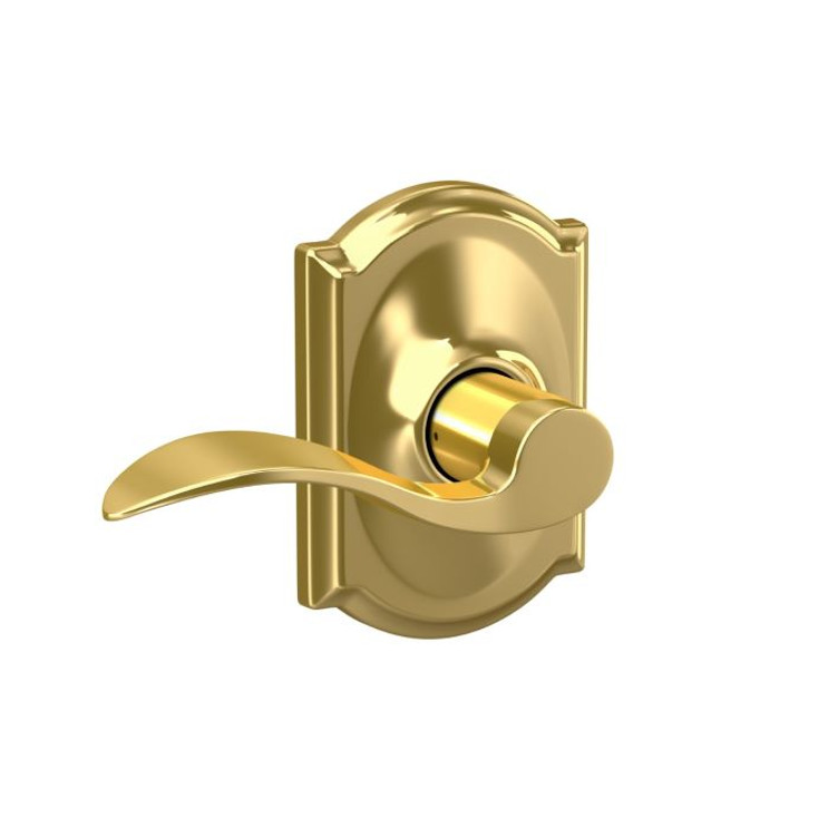 Schlage Residential F10 Accent Passage Lever Lock With Camelot Trim Function, Decorative, Bright Polished Brass