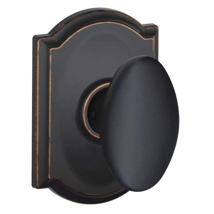 Schlage Residential F10 Siena Passage Knob Lock With Camelot Trim Function, Decorative, Aged Bronze