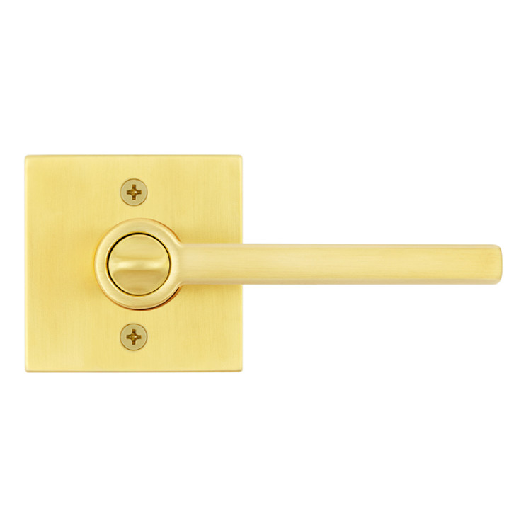 Kwikset Halifax Keyed Entry Lever Smartkey, Square Rose With 6-Way Adjustable Latch And Round Corner Strike, Satin Brass